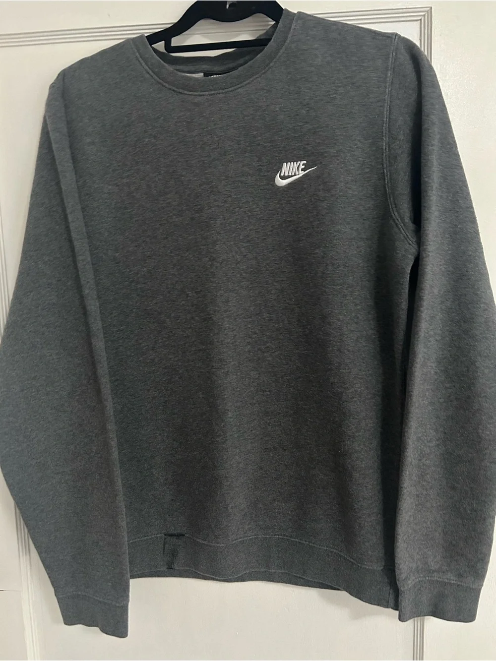 Nike Men's Gray Crewneck Sweatshirt with White Swoosh